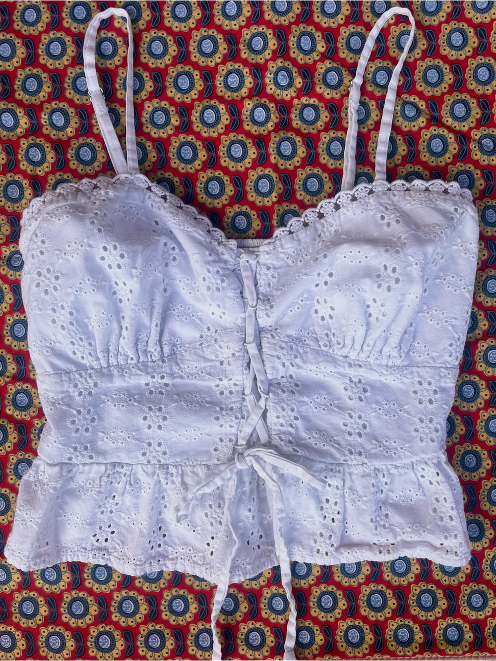 Wild Fable White Eyelet Lace Tie-Front Camisole